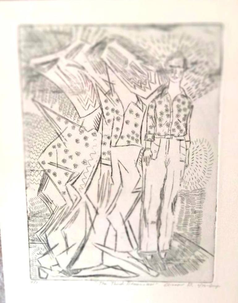 Original Abstract People Printmaking by Elissa Dorfman