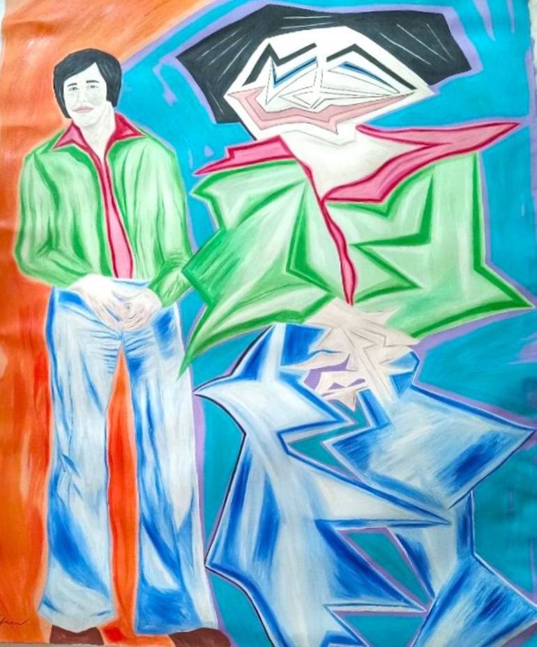 Original Abstract Men Painting by Elissa Dorfman
