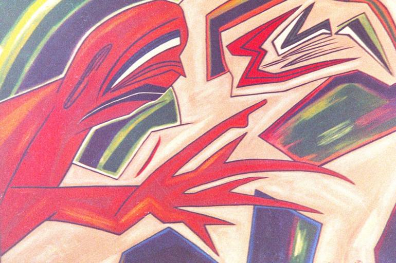 Original Abstract People Painting by Elissa Dorfman