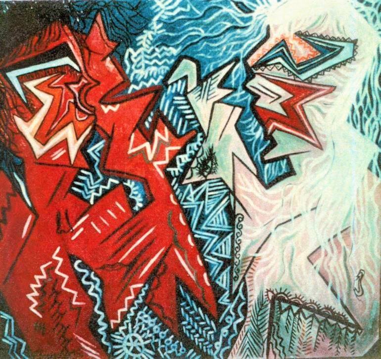 Original Abstract People Painting by Elissa Dorfman