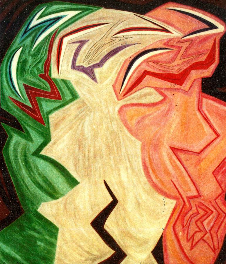Original Abstract People Painting by Elissa Dorfman