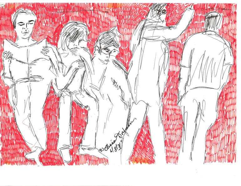Original Figurative Transportation Drawing by Elissa Dorfman