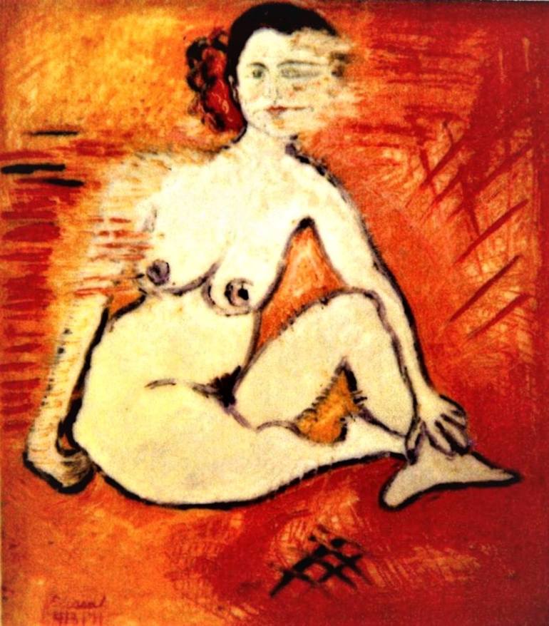 Original Fine Art Nude Painting by Elissa Dorfman