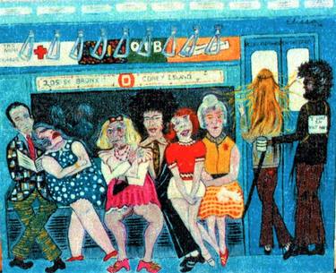 Original Figurative Train Paintings by Elissa Dorfman