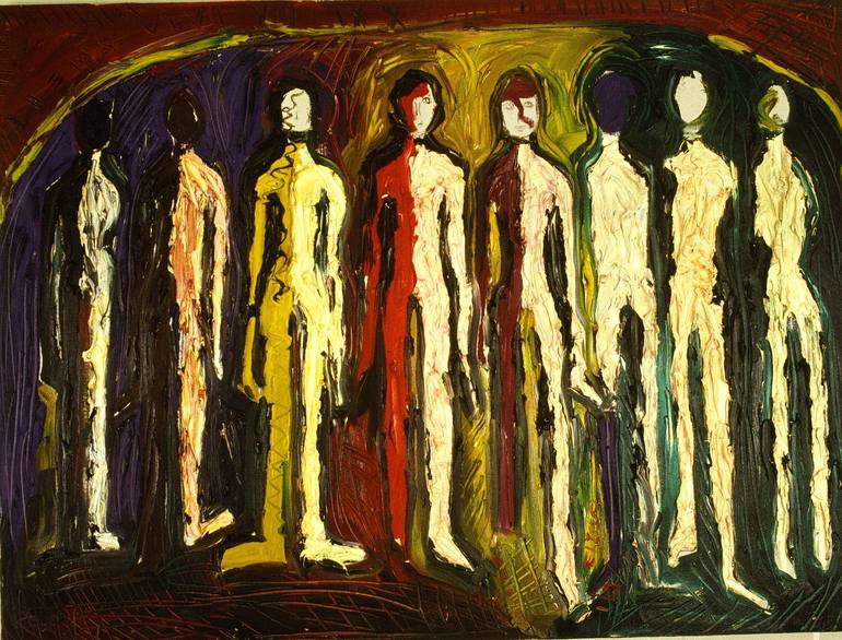 Original Abstract People Painting by Elissa Dorfman