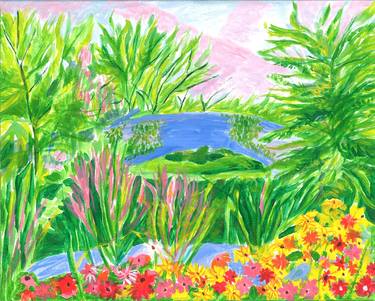 Original Modern Garden Paintings by Elissa Dorfman