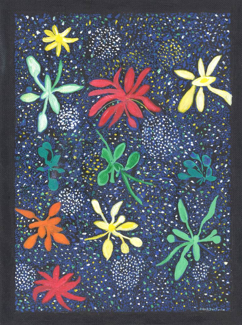 Original Modernism Outer Space Painting by Elissa Dorfman