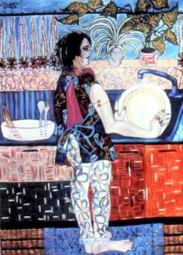 Woman Washing Dishes  1973 thumb