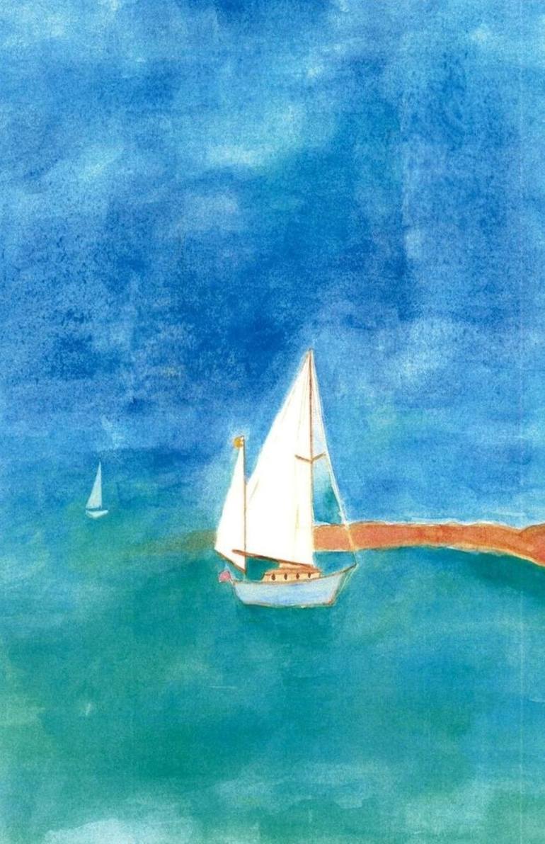Original Boat Painting by Elissa Dorfman