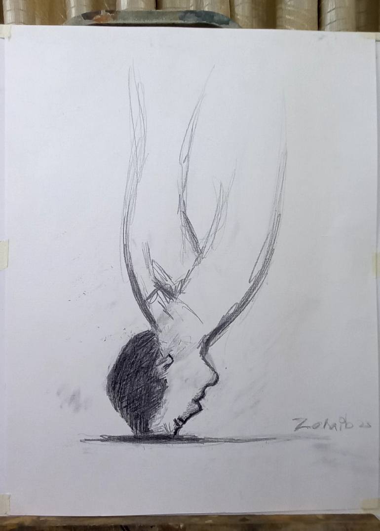 Original Abstract Expressionism Men Drawing by zohaib ahmed