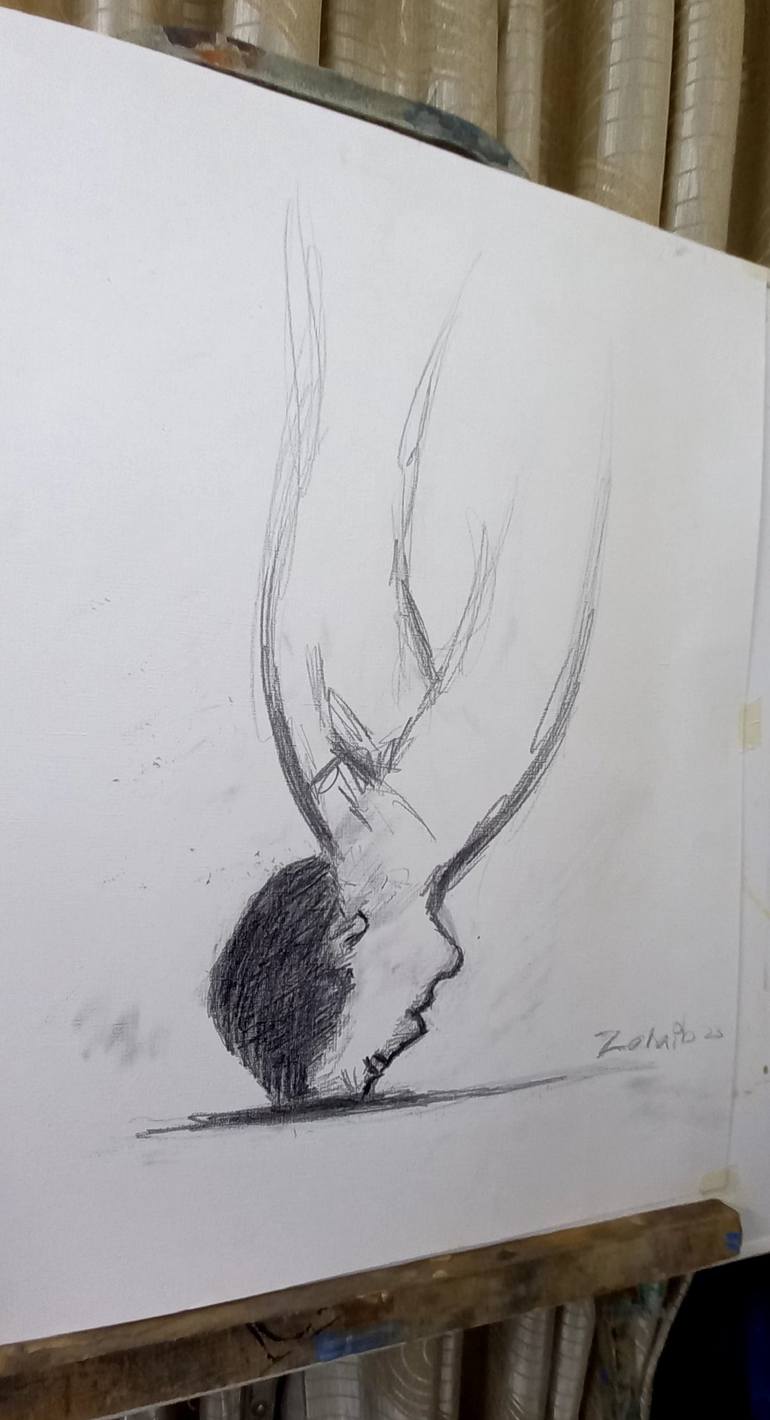 Original Abstract Expressionism Men Drawing by zohaib ahmed