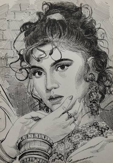 Original Figurative Women Drawings by zohaib ahmed