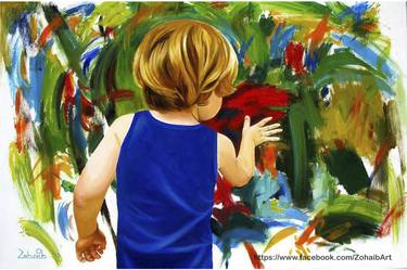 Print of Figurative Children Paintings by zohaib ahmed