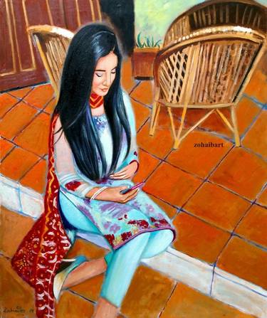 Original Portraiture Women Paintings by zohaib ahmed