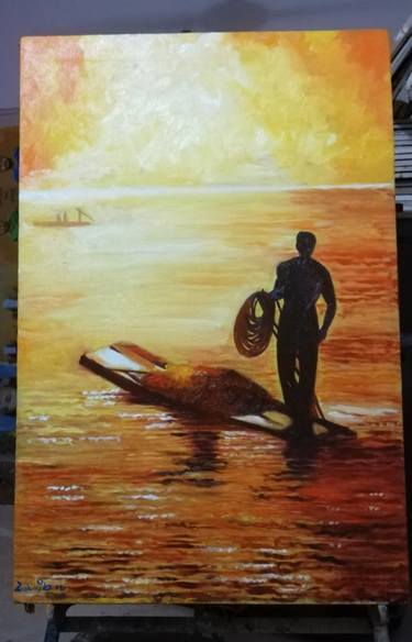 Original Illustration Seascape Paintings by zohaib ahmed