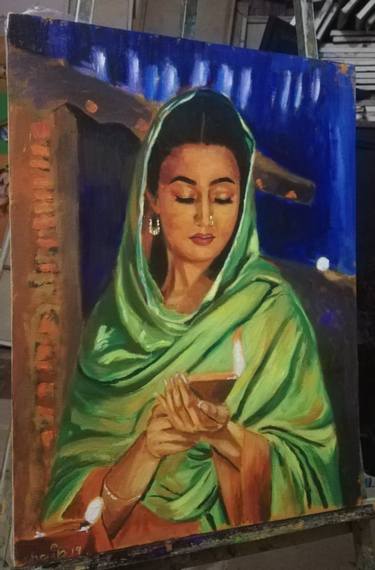 Original Portraiture Women Paintings by zohaib ahmed