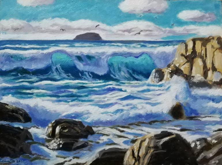 Beautiful Seascape with vibrant Waves Painting by zohaib ahmed ...