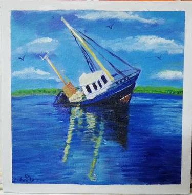 Original Abstract Expressionism Boat Paintings by zohaib ahmed