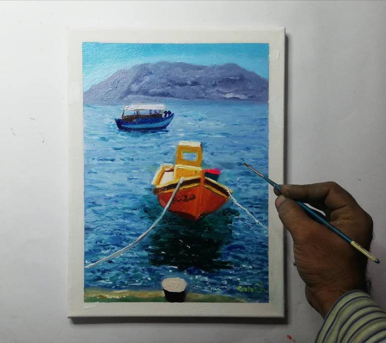 Original Realism Seascape Painting by zohaib ahmed