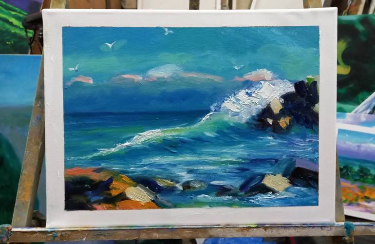 Original Abstract Expressionism Seascape Painting by zohaib ahmed