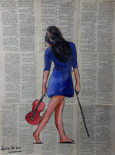 Original Figurative Women Paintings by zohaib ahmed