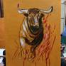 Blood, its a description of cruelty face by bull in Spain bull fighting festival, this painting is a part of my on going series with title "Bull in the Ring" , Oil Painting on Stretch canvas, easy to hang on wall

all artworks will be sent with a certificate of authenticity