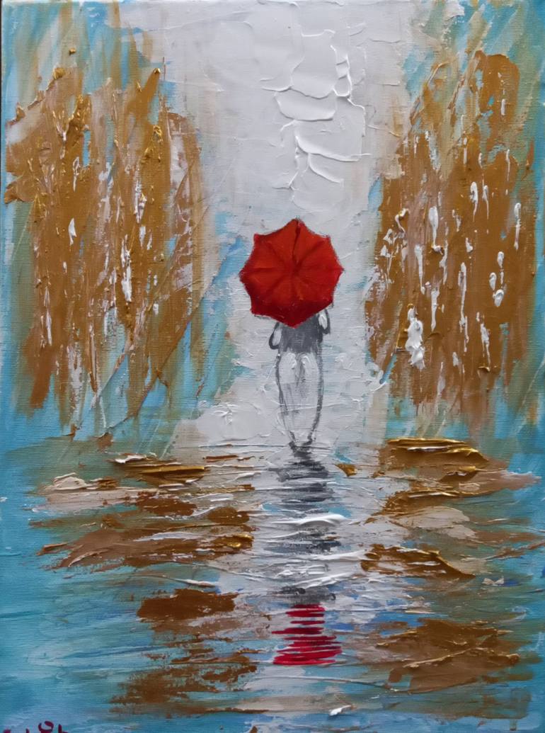 Feeling Alone in Rain Painting by zohaib ahmed | Saatchi Art