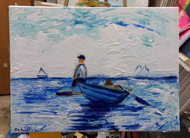 Original Abstract Boat Painting by zohaib ahmed