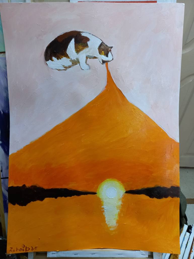 Original Cats Painting by zohaib ahmed