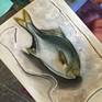 Original painting on papier...realistically painted fish..