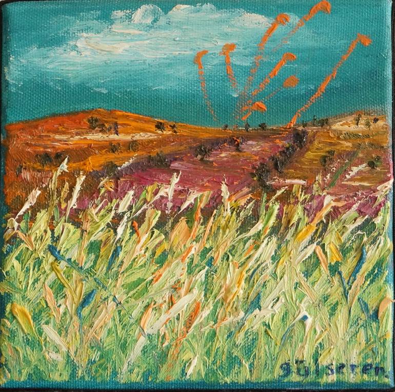Original Landscape Painting by Gulseren Yalcintas  Impressionism Art on Canvas  Time to harvest