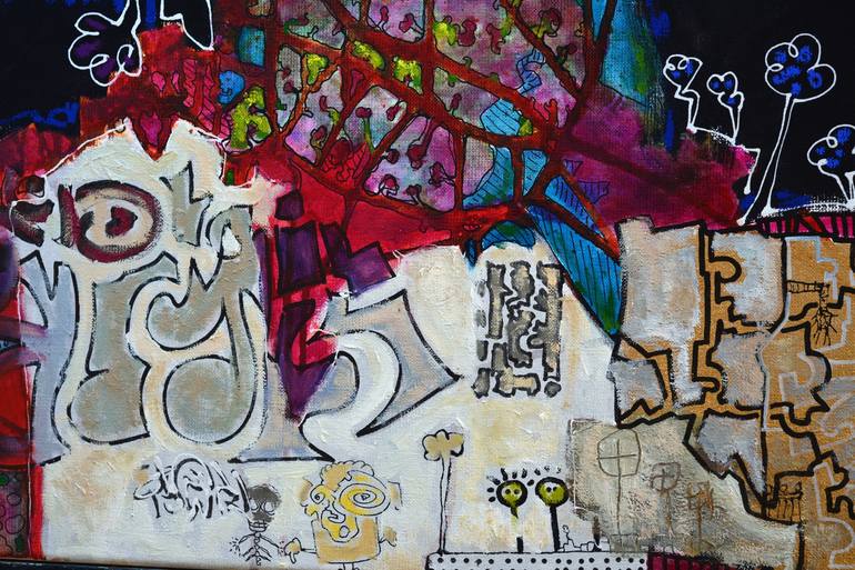 Original outsider art Graffiti Painting by Virton Thierry