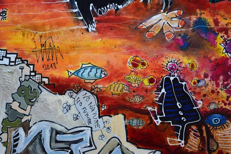 Original outsider art Graffiti Painting by Virton Thierry