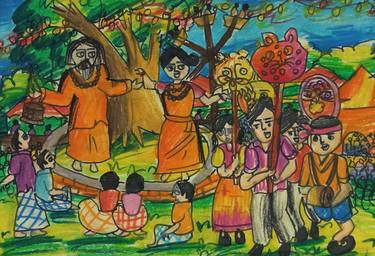 Original Folk Rural life Paintings by Adithya Mukul