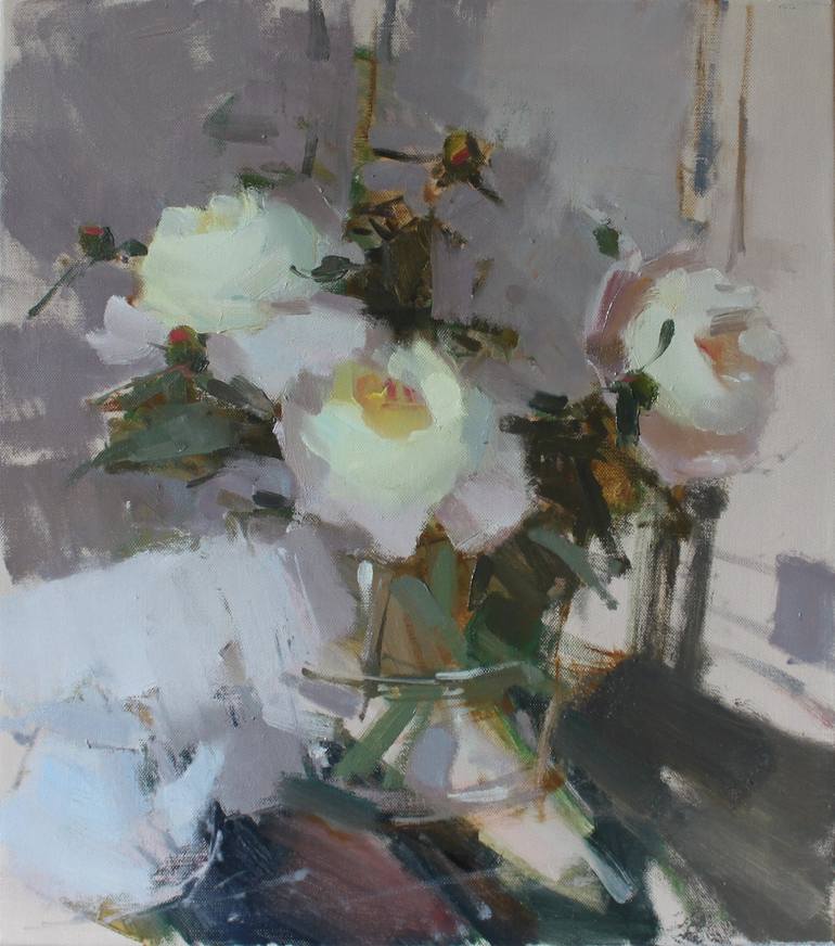 Still life with peonies 2 Painting by Vadym Suvorov | Saatchi Art