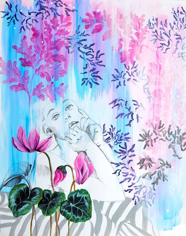 Original Illustration Floral Paintings by Nadia Nl