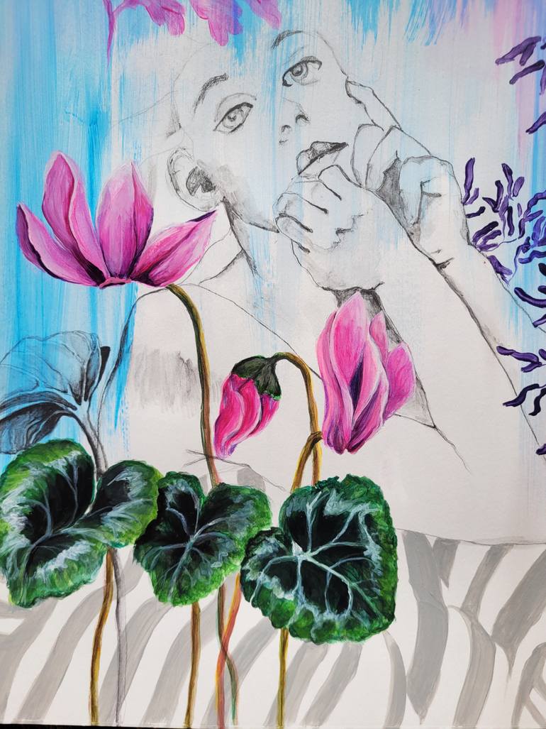 Original Illustration Floral Painting by Nadia Nl