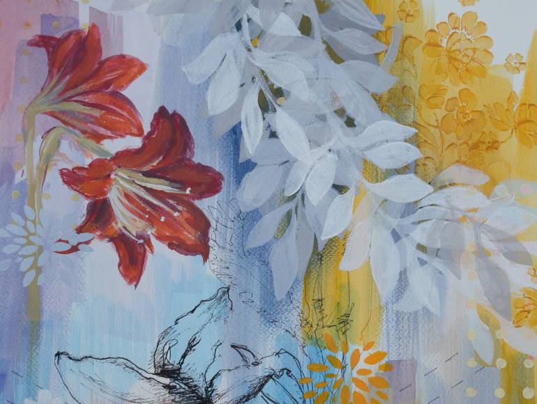 Original contemporay Floral Painting by Nadia Nl