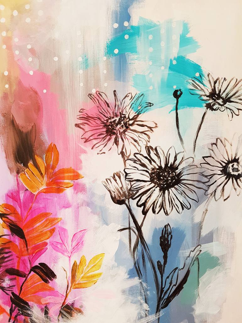 Original Expressionism Floral Painting by Nadia Nl