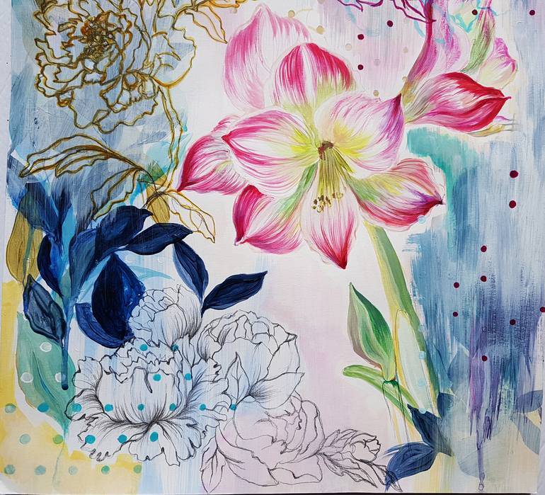 Original Floral Painting by Nadia NL