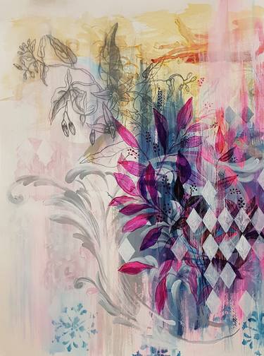 Original Expressionism Floral Paintings by Nadia NL