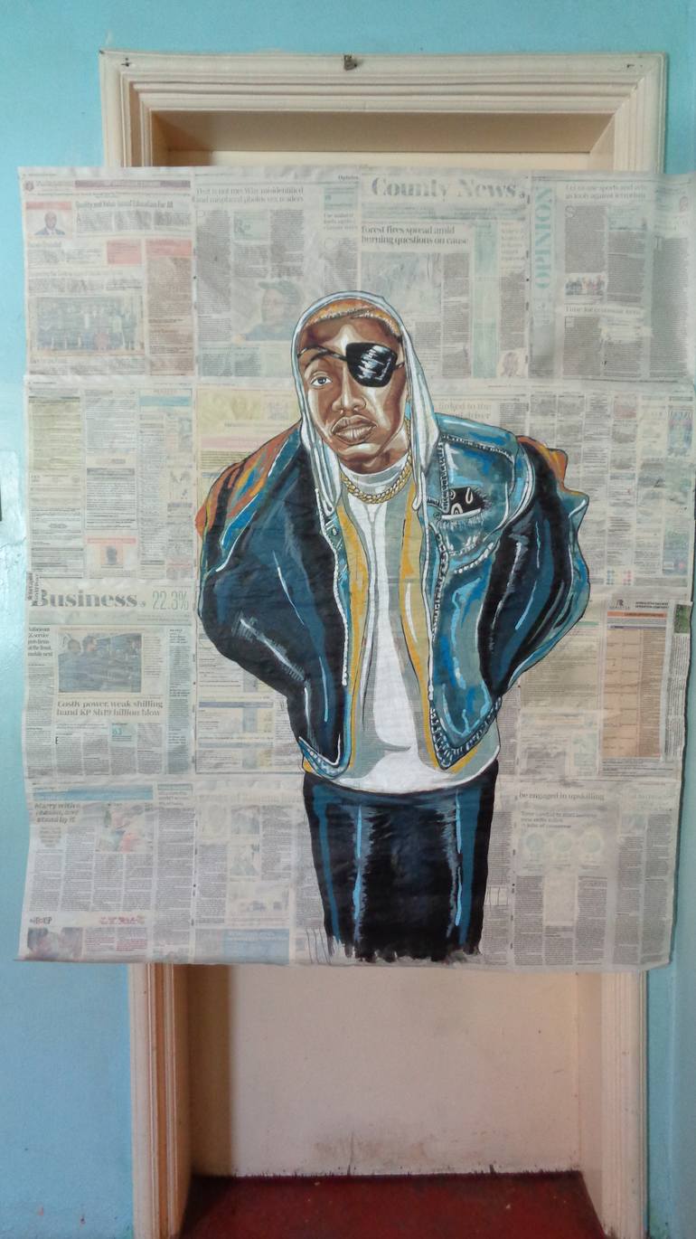 Original Conceptual Pop Culture/Celebrity Painting by Oliver Martin Okoth