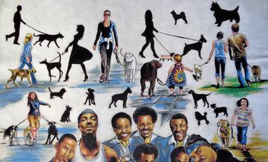 Print of Dogs Paintings by Oliver Martin Okoth
