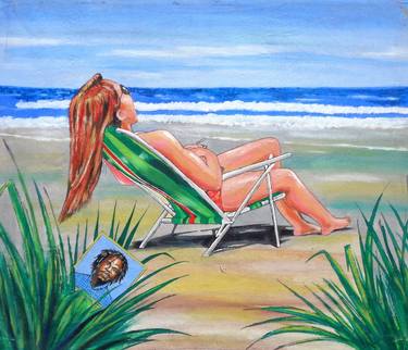 Print of Fine Art Beach Paintings by Oliver Martin Okoth