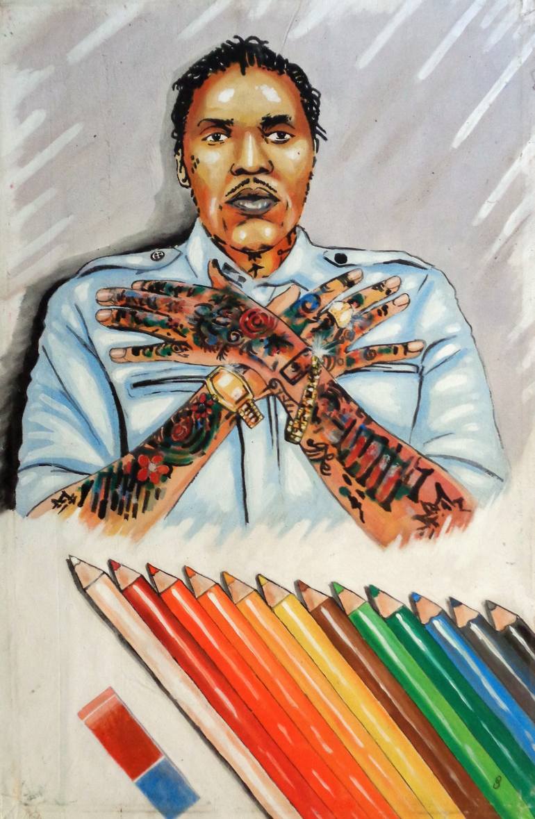 MY SKIN PRETTY LIKE A COLORING BOOK. VYBZ CARTEL. Painting by Oliver