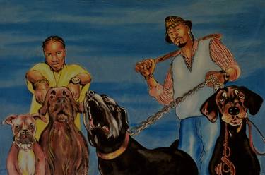 Original Dogs Paintings by Oliver Martin Okoth