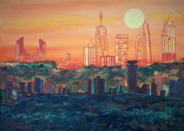 Print of Cities Paintings by Oliver Martin Okoth