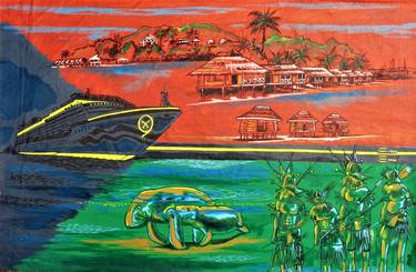 Print of Boat Paintings by Oliver Martin Okoth