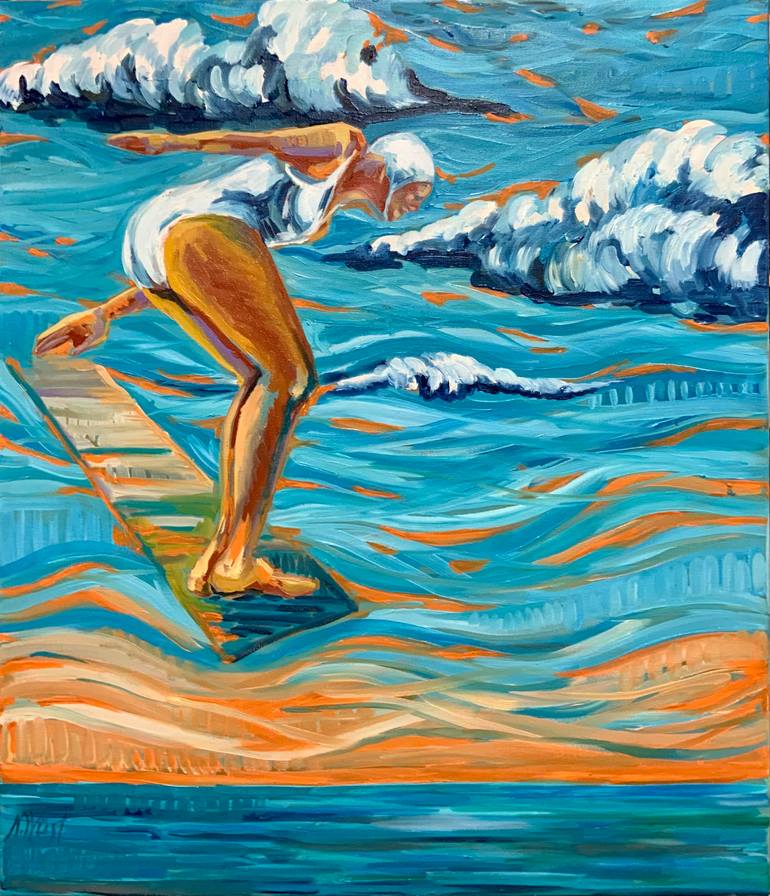 Original Art Deco Beach Painting by Wüst Natalia