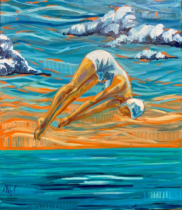 Original Art Deco Beach Painting by Wüst Natalia